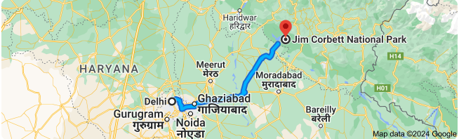 delhi to jim corbett distance