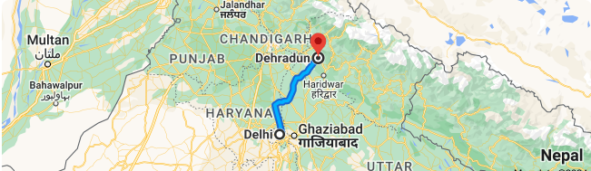 Delhi to dehradun distance