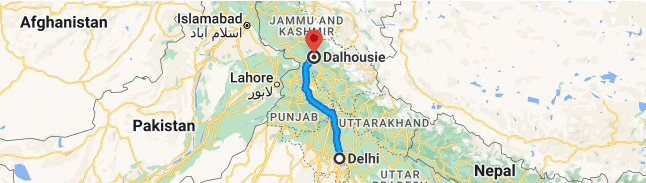 delhi to dalhousie distance