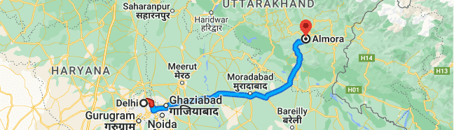 Delhi to almora